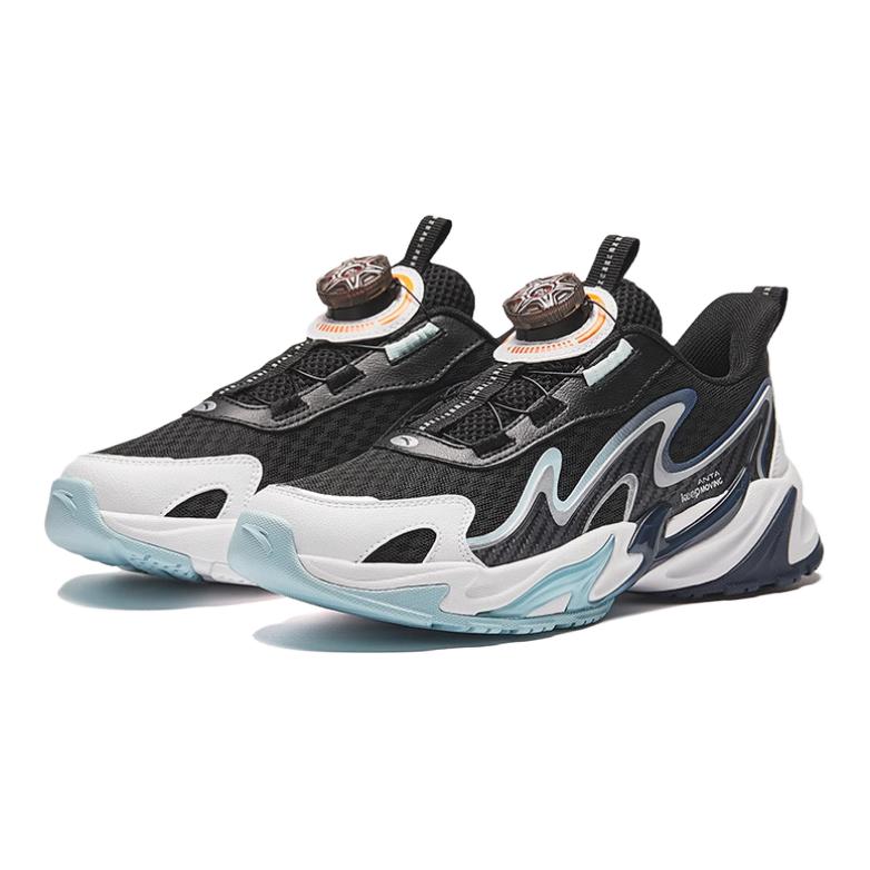 Anta Kids Flexible Lightweight Non-Slip Wear-Resistant Casual Shoes Kids Sneakers Black White 312438808-6