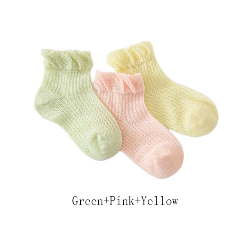 3 Pairs Cotton Girls Socks for Spring Summer Ruffles Mesh Baby Socks Children Baby Little Girl Clothing Cute Accessories