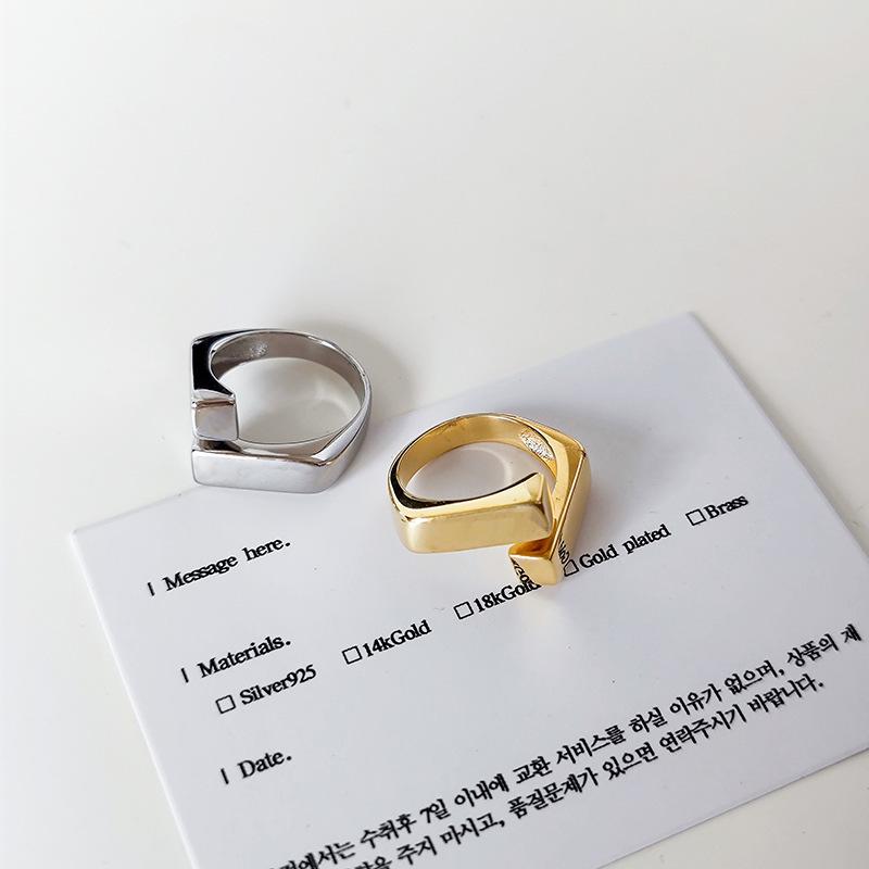 New Fashion Minimalism Geometry Square Cross Rings for Women Hip-Hop Personality Open Mouth Adjustable Rings Charm Jewerly Gift