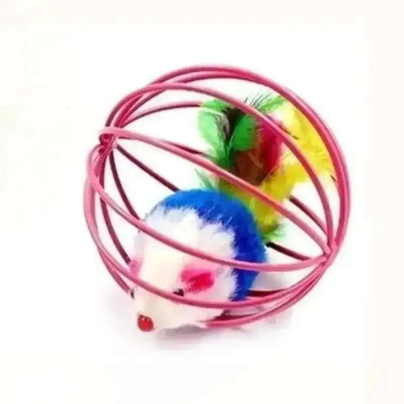 

Интерактивные игрушки для кошек, имитация мышей в проволочных клетках, мини-игрушки-мячики для кошек, товар для релаксации питомцев, новинка, сферическая игрушка для кошек random 1 pcs