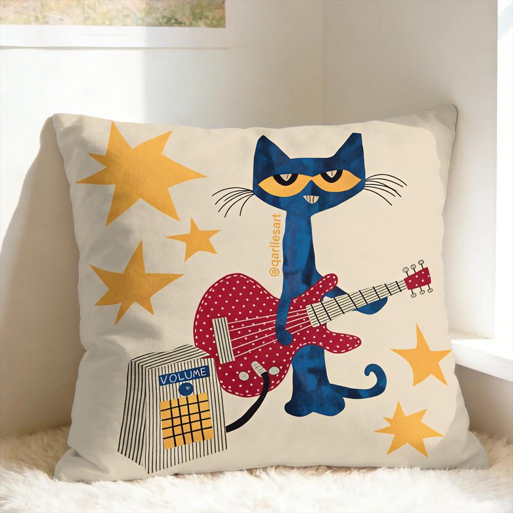 P-Pete The Cat Pillow Case Comfy Pillow Cover For Living Room Bed Chair Fashion Cushion Cover