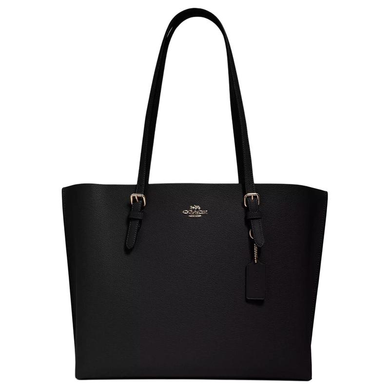 

COACH Mollie Fashion Solid Color Metal Logo Decoration Leather Tote Bag Tote Bag Shopping Bag Handbag Shoulder Bag 34 Women s Black чорний