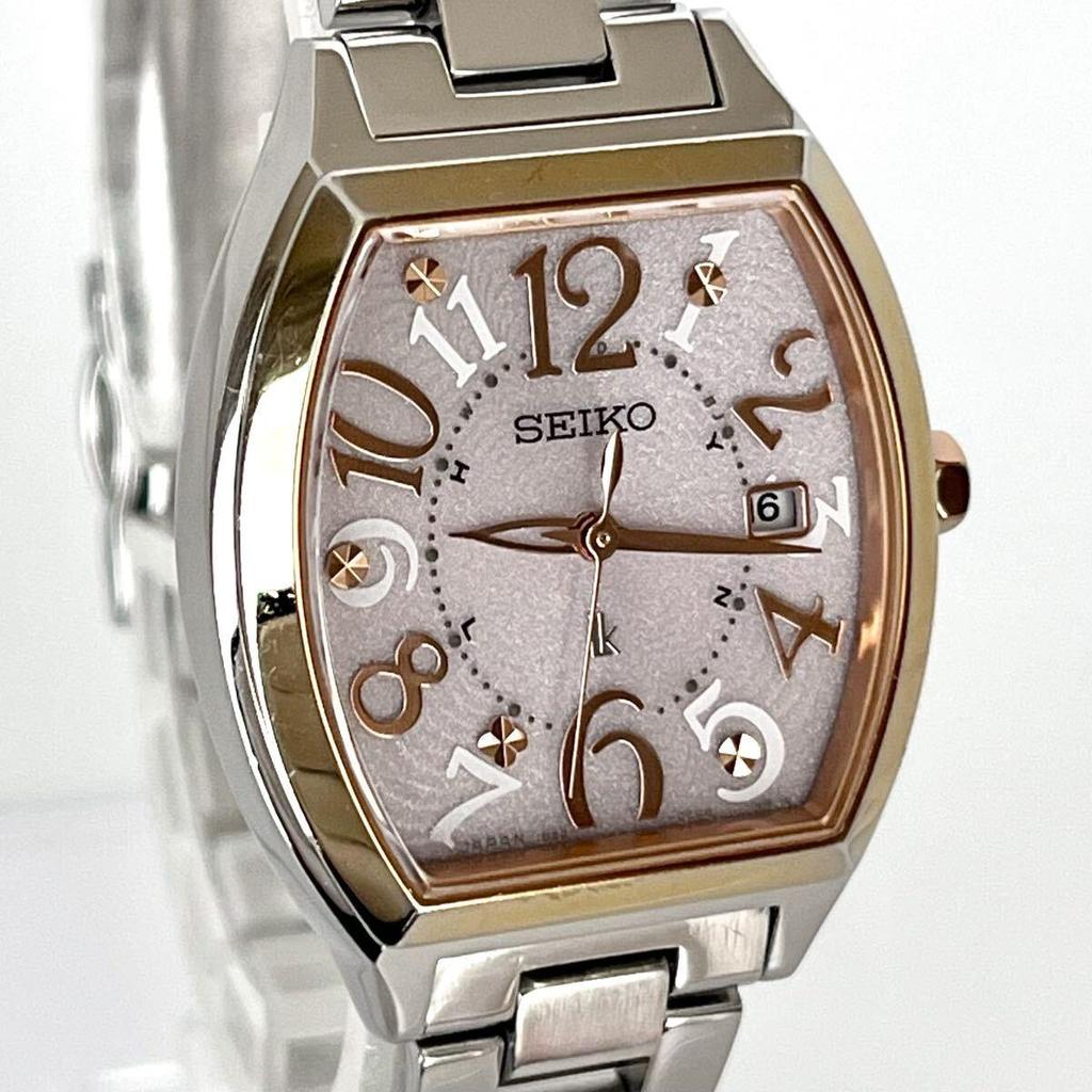 Used [In operation] Polished Seiko SEIKO LUKIA women's watch radio solar good condition pink silver dial gold s2398