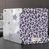 Purple Leopard Print Star Y Folding Sticker Tablet Protective Case for iPad 11 Inch Transparent iPad Pro with Pen Slot