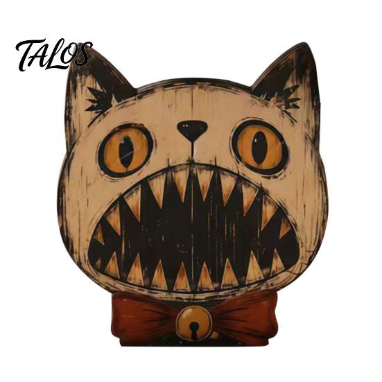 Retro Crackled Paint Ornaments Halloween Wooden Ornaments, Distressed Pumpkin/Cat Decorations, Desktop & Wall Textured Wood Craft Decors for