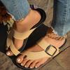 2025 Summer Women's Round Toe with Thong Sandals Flat with Wide Fit Outdoor Beach Walking Shoes for Casual Plus Size Slippers