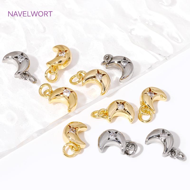 Brass Charms For Jewelry Making 18K Gold Plated Stars/Moon/Heart/Flowers Shape With Zircon Charms Pendants DIY Accessories