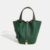 2026 Women's Genuine Leather Cowhide Basket Bucket Bag - Versatile, High-End Handbag