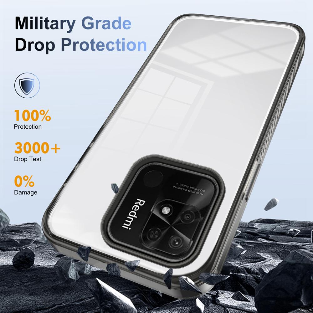 KEYSION Transparent Case for Redmi 10C 10A 9C Soft TPU+PC Anti-slip HD Clear Shockproof Phone Cover for Xiaomi Redmi 9C 10A 10C