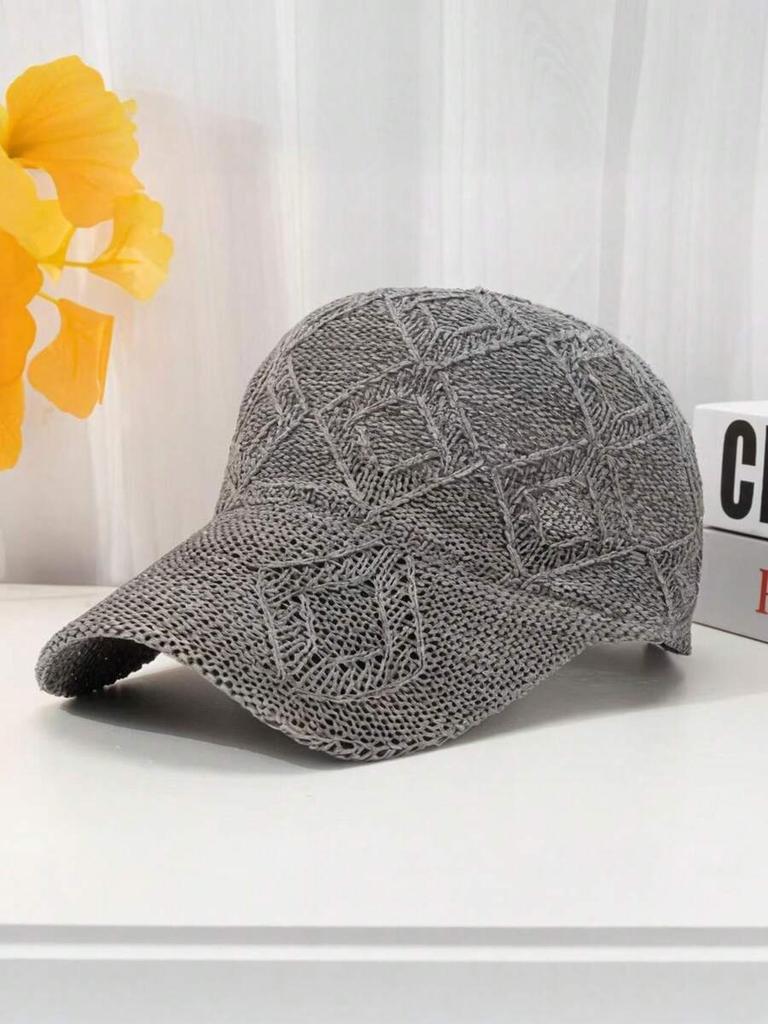 Summer Hollow Knit Baseball Cap For Women Adjustable Sun Hat Casual Outdoor Camping Fishing Cycling Travel