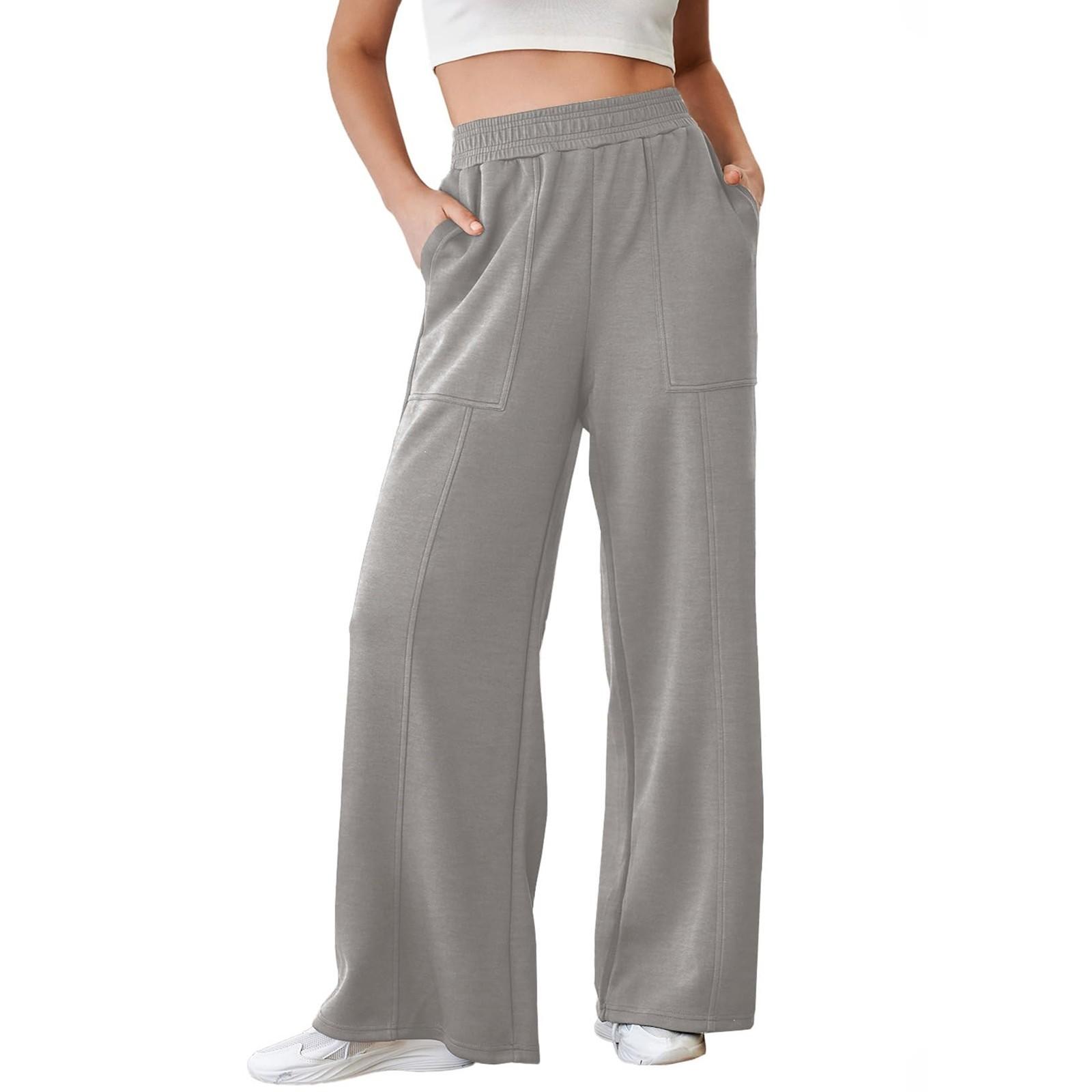 

Женские зимние спортивные штаны, однотонные повседневные брюки, женские флисовые спортивные штаны, широкие прямые брюки XS светло-серый