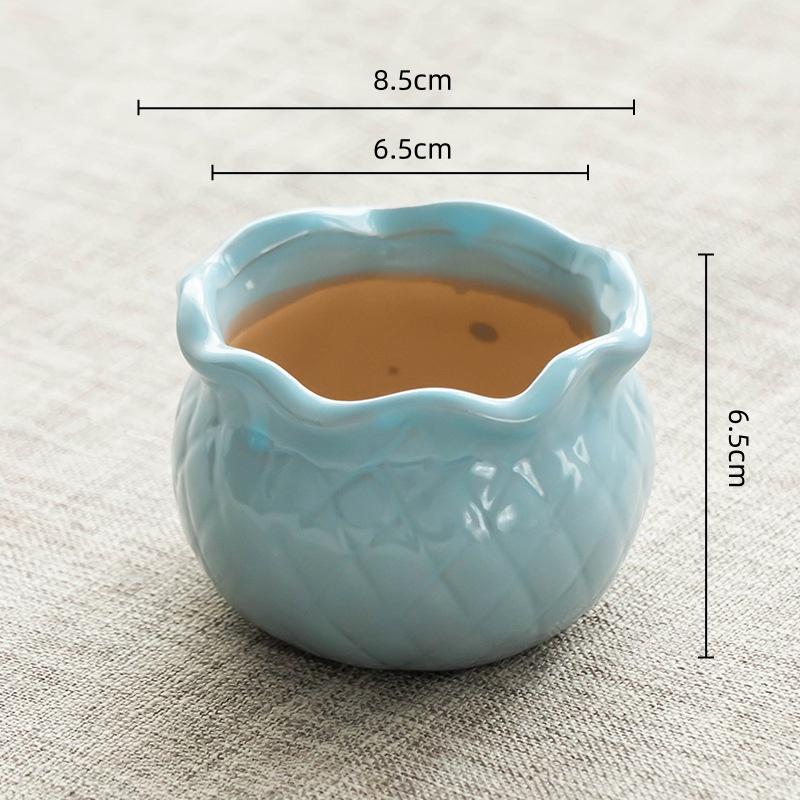 Creative Ceramic Flowerpot Petal-Rim / Lotus Shape Succulent Planter Desktop Ornament for Home Garden Decor