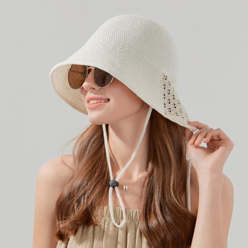 Summer Outdoor Sunshade Hat Women's Breathable Fisherman Hat Knitted Bucket Hat