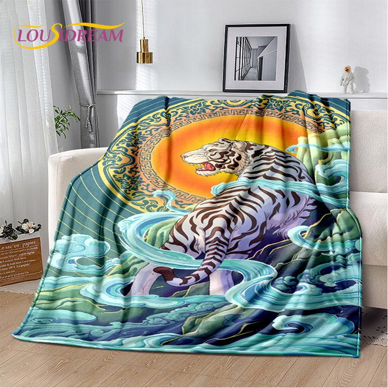 Beast Animal Tiger, Sabretooth Cartoon Soft Plush Blanket,Flannel Blanket Throw Blanket for Living Room Bedroom Bed Sofa Picnic