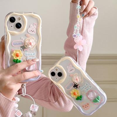 Flower Bear for IPhone 16PRO Mobile Phone Case Apple 13 12 Cream Shell Full-inclusive Anti-fall Protection Case Huawei