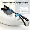 Business Progressive Multifocal Reading Glasses Trendy Near Far Presbyopia Vintage Photochromic Sun Glasses Eyewear +1.0 To +4.0