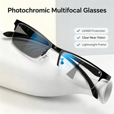 Okulary do czytania Business Progressive Multifocal Trendy Bliska Daleka Prezbiopia Vintage Fotochromowe okulary przeciwsłoneczne Okulary +1.0 do +4.0
