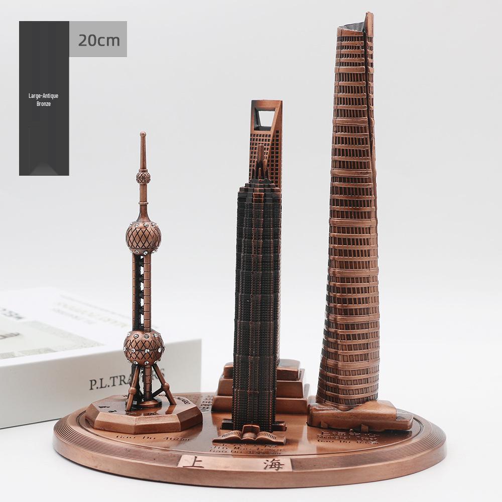 Shanghai Landmark Building Model: Oriental Pearl Tower, World Financial Center, Jin Mao Tower - Metal Creative Handicraft