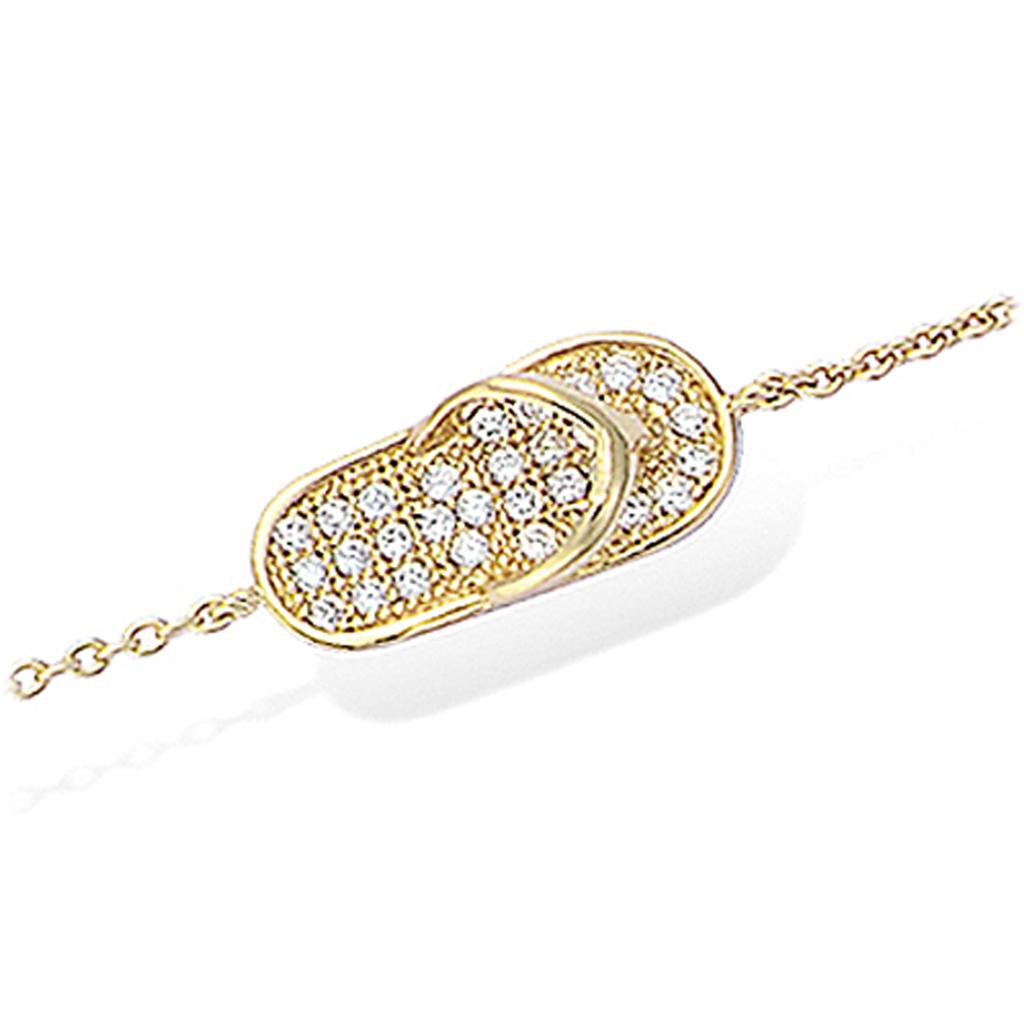 Les Trésors De Lily [L4587] - Gold Plated Bracelet 'Tong' White Gold - 16x7 Mm