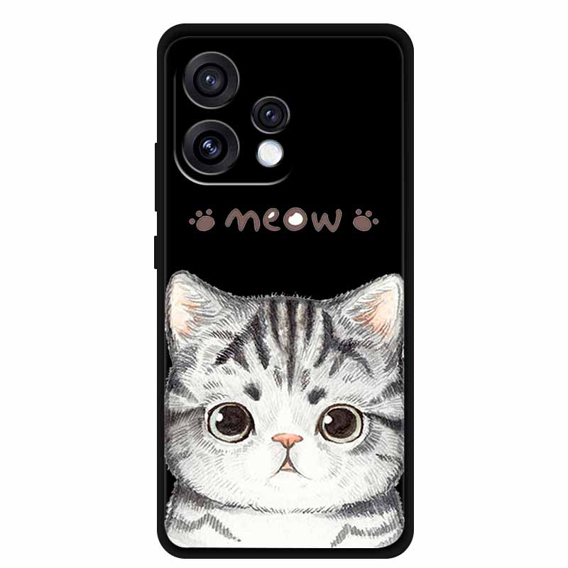For Oppo Reno15 5G Case Flower Black Silicone Soft Protective Back Covers For Oppo Reno 15C 2025 Phone Case Coque Cartoon Shells