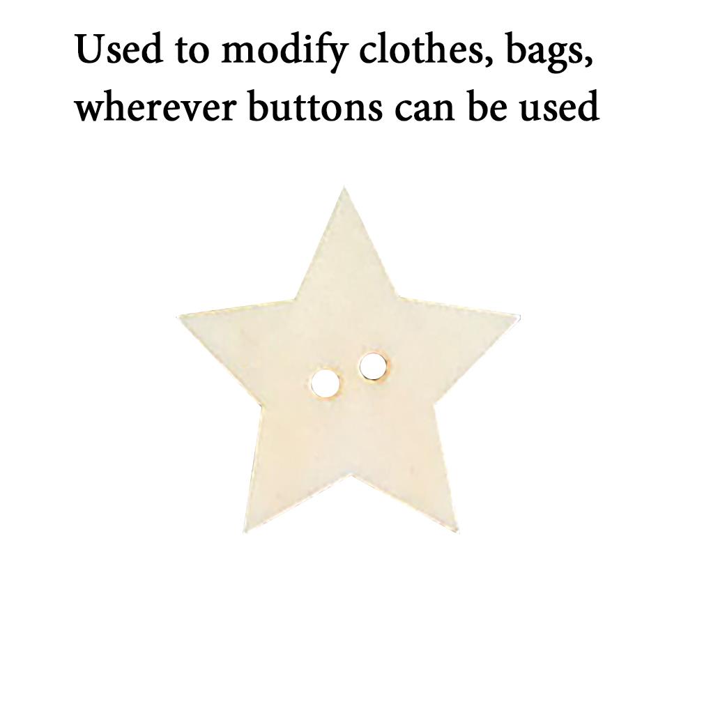 200pcs Wooden Star Buttons 2 Holes Sewing Scrap-booking Buttons Embellishment DIY Craft Decoration