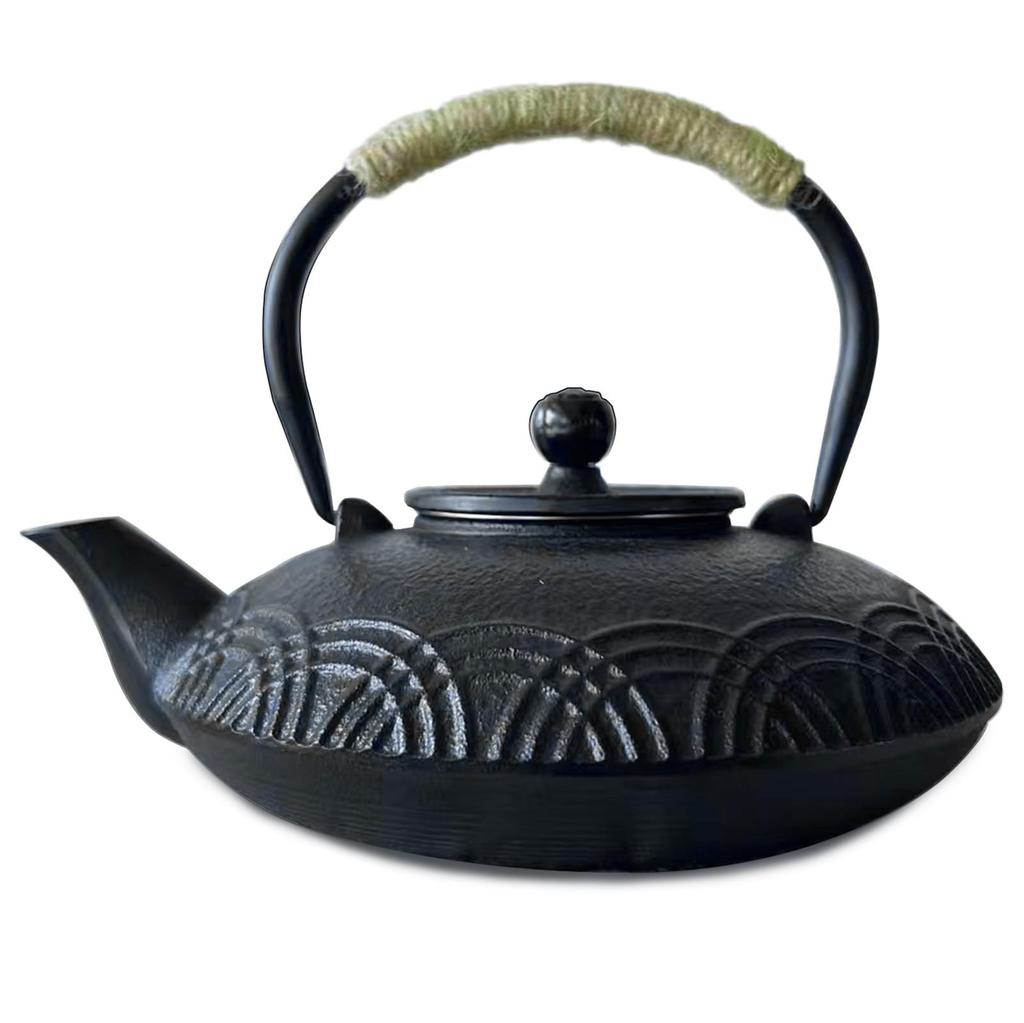 HwaGui Nambu Ironware Teapot, Stylish IH Compatible, Iron Supplement, Iron Teapot with Tea Whisk, 1000ml (Striped)