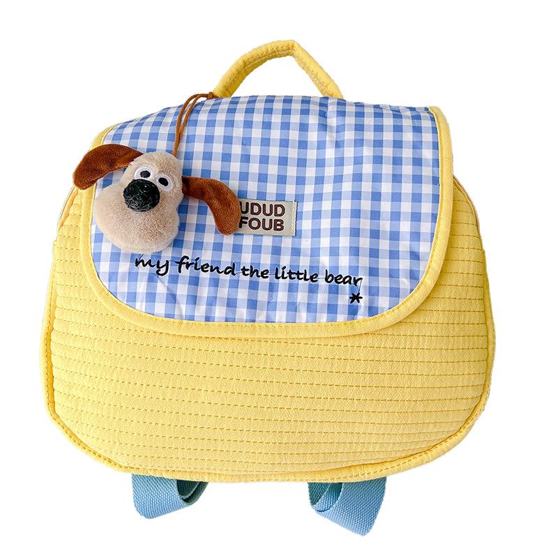 

Dog Checkered Backpack Childrens Animal Pattern Bag Parentchild Bag Mommy Small