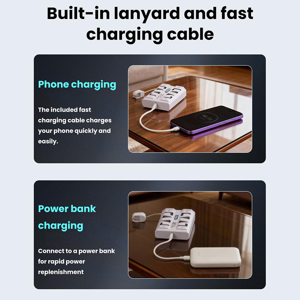 2×21700 Battery Case, 22.5W Fast-charging DIY Power Bank Kit, Supports One-click Battery Replacement