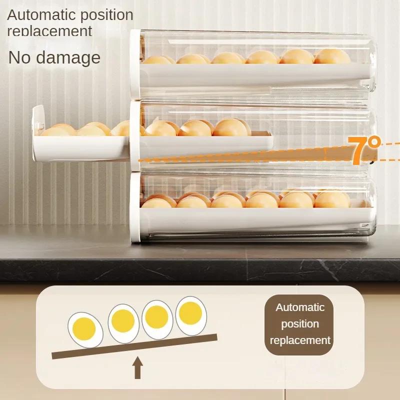 2-layer Sliding Storage Egg Box Refrigerator Kitchen Storage Automatic Rolling Egg Box Home Kitchen Accessories Organizer