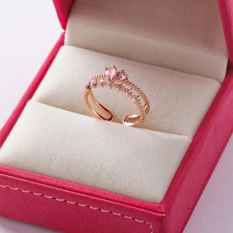 Neue Zarte Zirkon Ringe Micro-intarsien Kristall Elegante Blumen Herz Ringe Für Frauen Verstellbare Öffnung Ringe Partei Schmuck