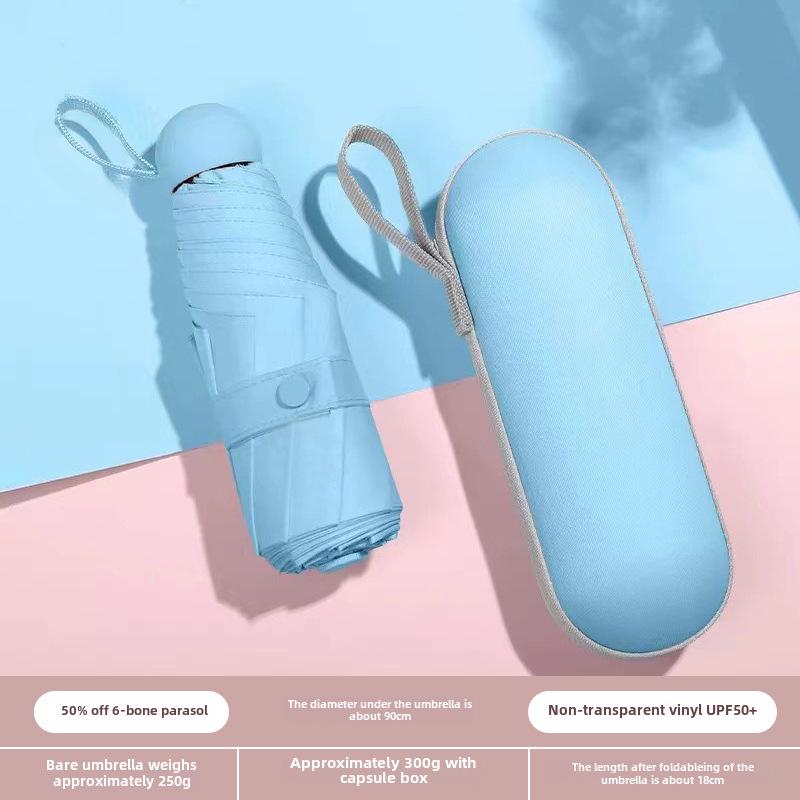 Compact Dual-Use Capsule Umbrella: Portable, Foldable, Lightweight, Sun & Rain Protection