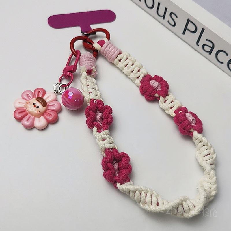 Hand-woven Daisy Mobile Phone Lanyard Women's Ins Travel Mountain Climbing Strong Durable Fashion Wrist Rope