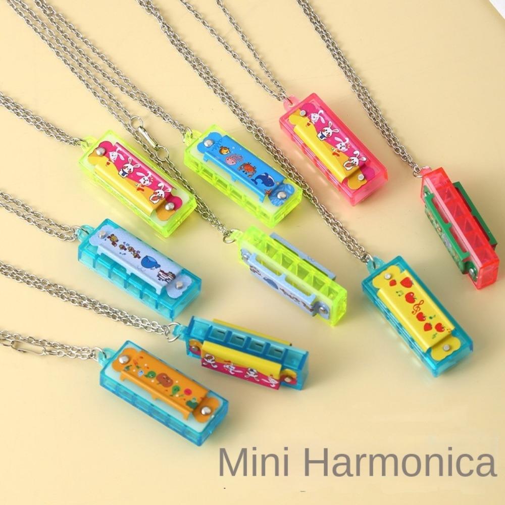 10pcs Mini Necklace Harmonica Cartoon Developmental Toys  Kindergarten School Gift Pack