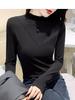 Ribbed Double-Sided Fleece Women's Slim-Fit Long Sleeve Half-High Neck Top