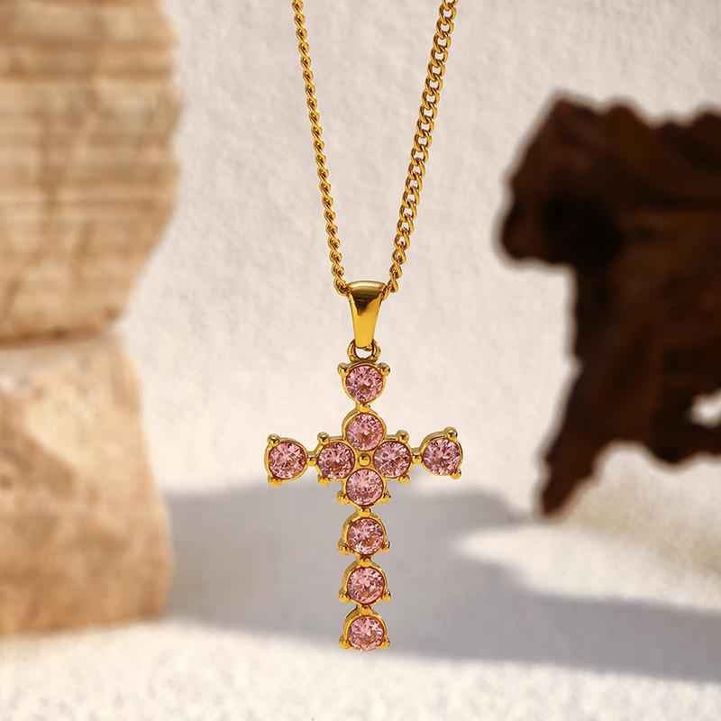 Vintage Minimalist Titanium Steel Cross Necklace Light Luxury Pendant Jewelry for Women Men