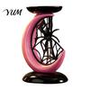 Modern Gothic Home Furnishing Halloween Pink Moon Spider Candle Holder, Sweet Dark Aesthetic Tray for Desktop Atmosphere Prop Pillar Candles,