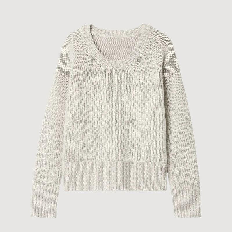 Europe, America, Autumn and Winter New Loose Round Neck Long-sleeved Sweater Casual Thick Thermal Pullover Knitted Sweater Top Women
