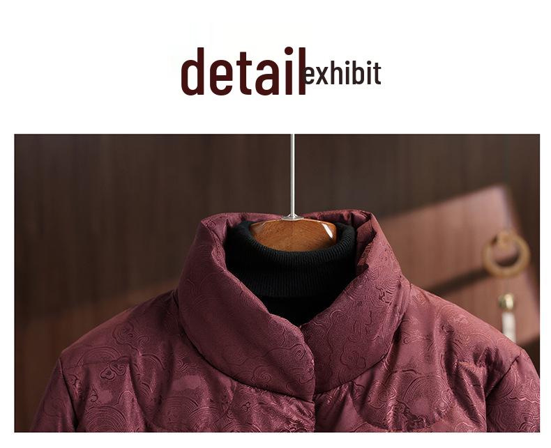 Mom's Winter White Duck Down Jacket - Warm, Stylish Chinese National Style Coat for Middle-aged & Elderly Women