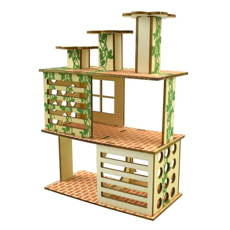 Holzvilla Haus für Hamster Kletterspielzeug Versteck Nistplatz Lebensraum für Chinchillas Meerschweinchen Kleintiere 5 Stile Dropshipping