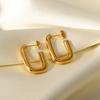 Fashion Trendy  Gold Plated Stainless Steel Jewelry Gift Charm Geometric Square Opening Earrings For Women