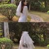 Fashion Bridal White Veil Pearl Bridesmaid Bow Veil Korean Bride Headwear Bride Veil Wedding Veil
