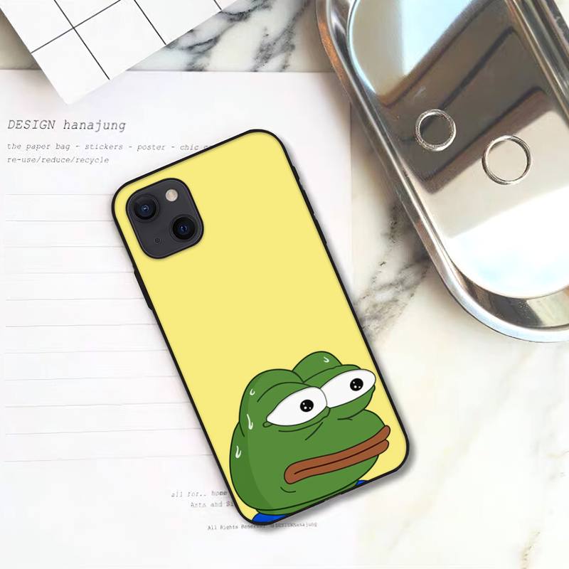 Trauriger lustiger Frosch Pepe Mann Frosch Telefonkasten für iPhone 11 12 Mini 13 14 15 Pro XS Max X Plus SE XR Shell