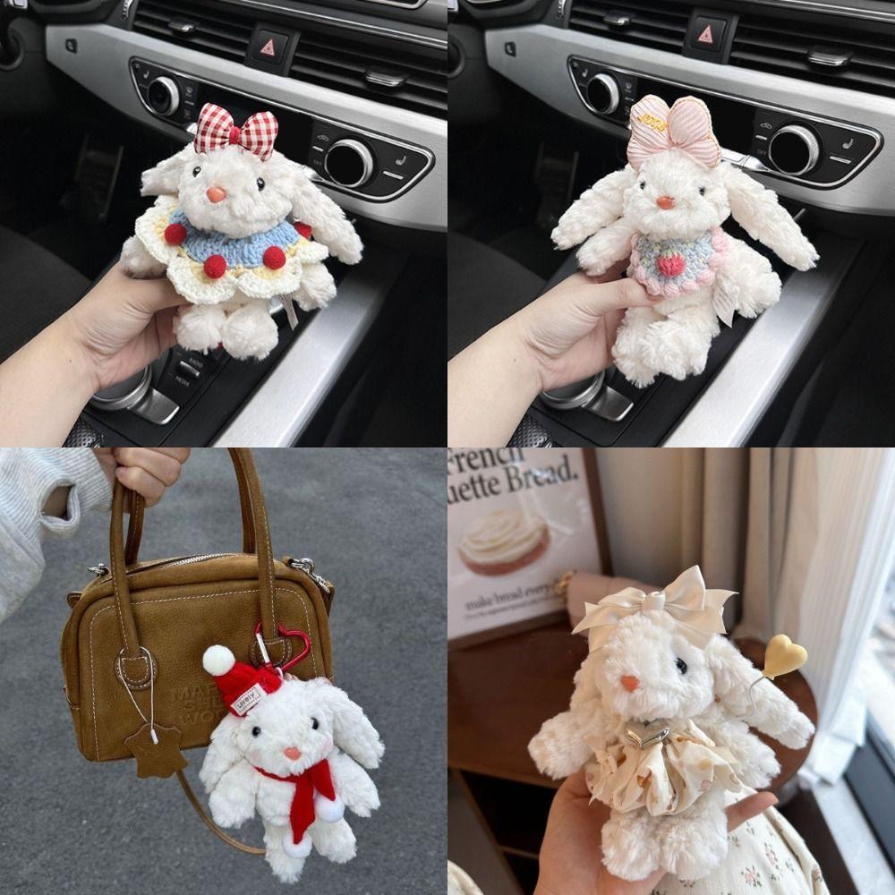 Cute Rabbit Doll Bag Pendant Dress Cartoon Hanging Decoration Bowknot Lop Ears Car Key Ring Gifts