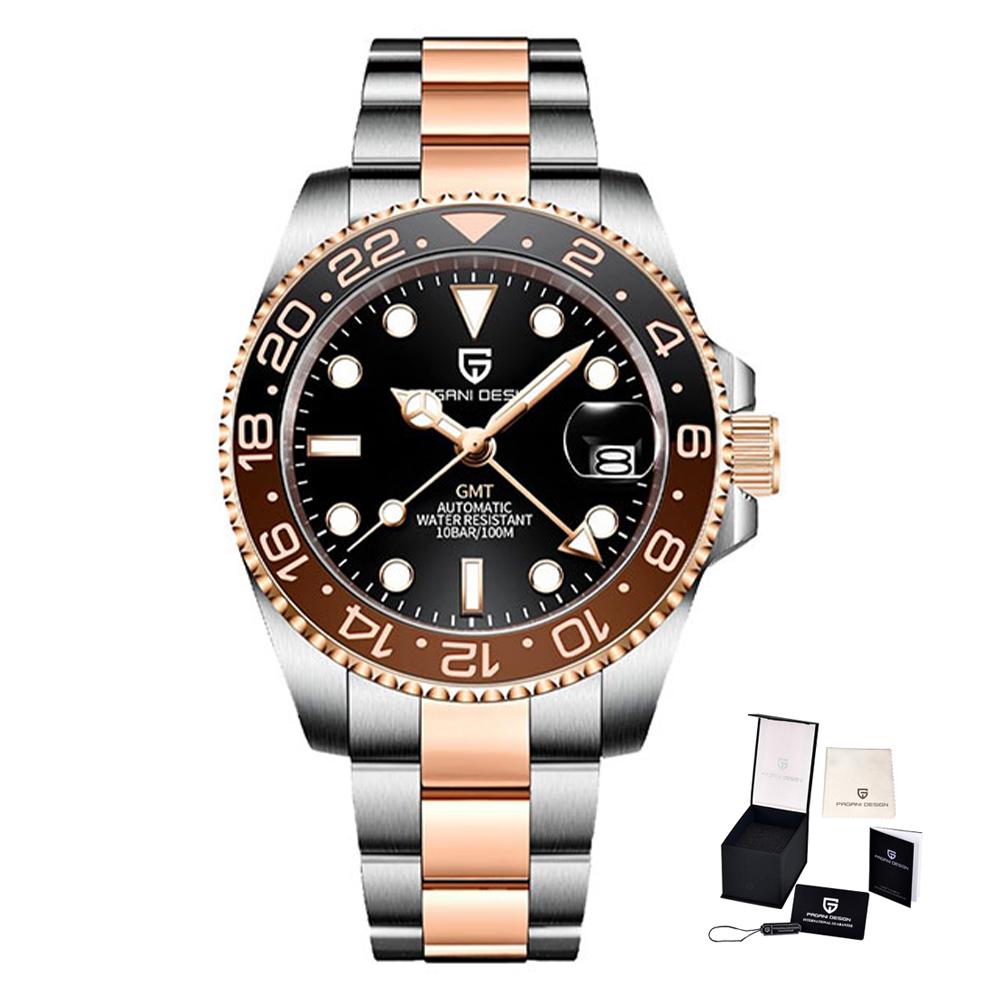 Pagani Designs New GMT Men's Mechanical Watch Luxury Sapphire Stainless Steel Ceramic Bezel Business Men's Automatic Watch