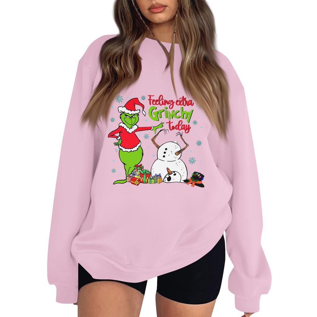 Women's Fashion Long-Sleeve Pullover Sweatshirt With Fun Christmas  Print