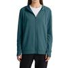 Lightweight Full Zip Hooded Jacket with Long Sleeves Breathable Fabric Casual Loose Fit Sun Outerwear
