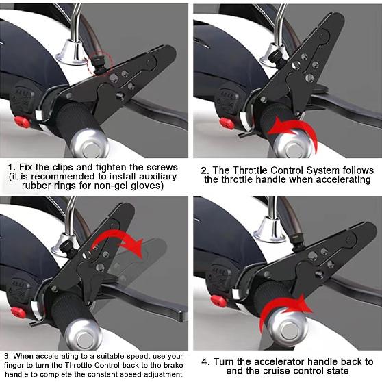 Universal Motorcycle Cruise Control - Throttle Lock Assist Grip Clamp with Silicone Ring - Durable (1, Black)
