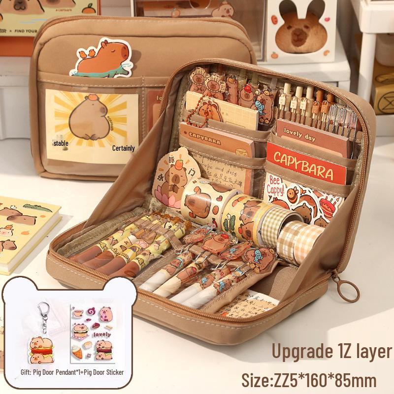 Piórnik Kapibara, Design 2024, Duża Pojemność, Unisex, dla Uczniów Szkolnych, Modna i Praktyczna Torba na Artykuły Papiernicze.