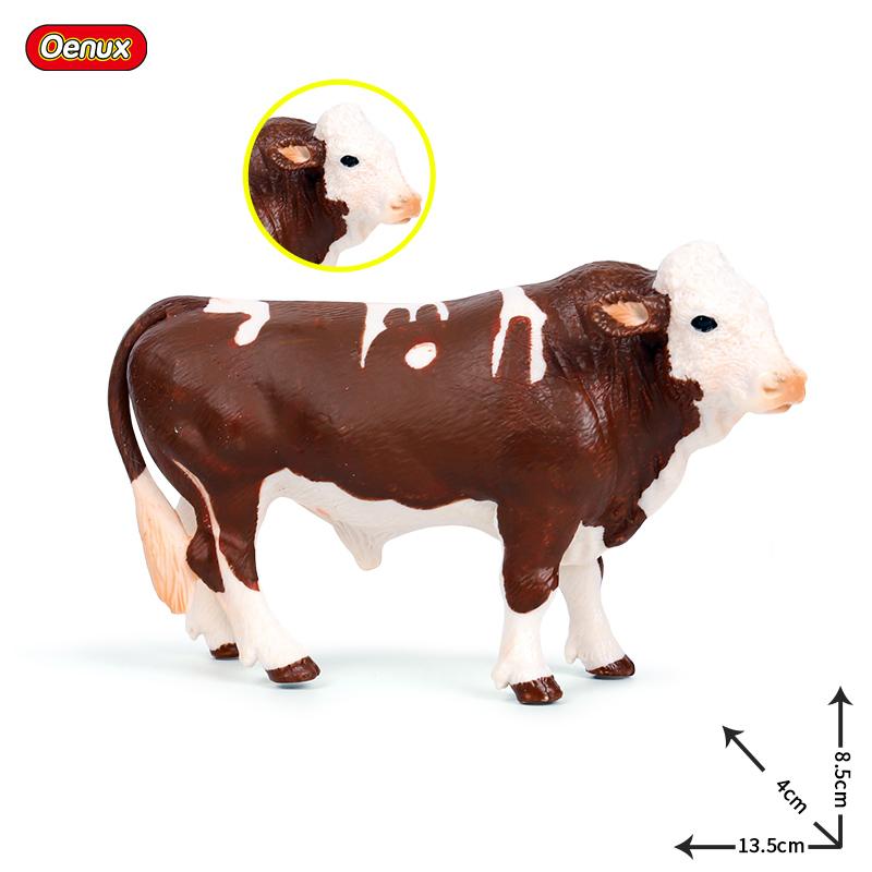 Oenux Simulation Cute Farm Animals Milk Cow Cattle Calf Angus Bull OX Buffalo Model Action Figures Educational Cute Toy Kid Gift