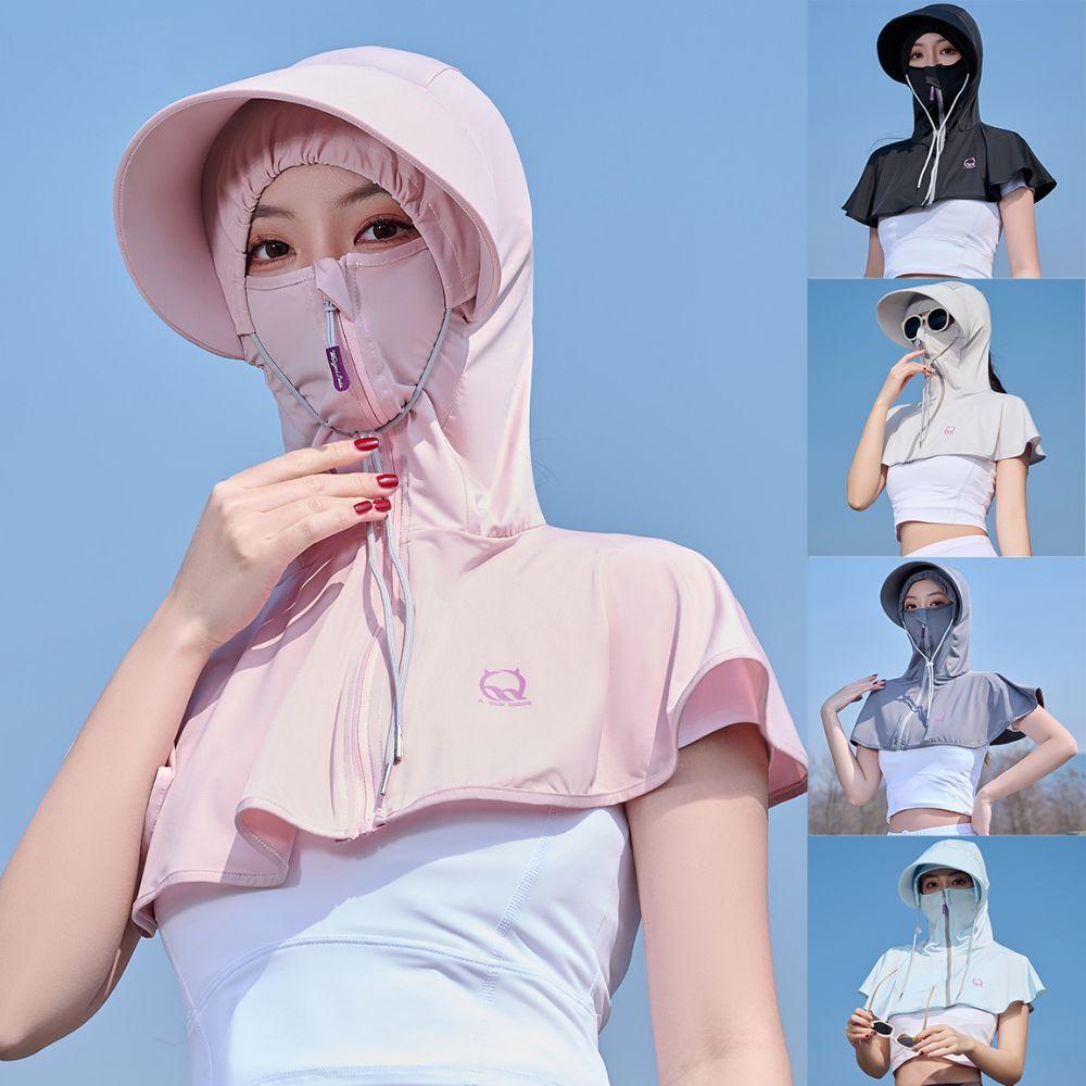 

Ice Silk Face Protection Sun Hat Anti-Uv Protective Shawl Hat For Women синій